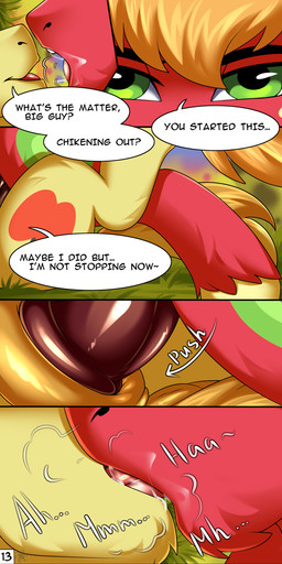 anal anal_penetration animal_genitalia animal_penis balls dialogue duo equine_genitalia equine_penis feral genitals kissing male male/male penetration penile penile_penetration penis penis_in_ass sex text fkk friendship_is_magic hasbro mlp_g4 my_little_pony big_macintosh_(mlp) braeburn_(mlp) earth_pony equid equine horse mammal pony absurd_res comic english_text hi_res url cousins_(lore) incest_(lore)