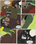 alligator alligatorid anthro clothed clothing comic crocodilian darkpenguin dialogue duo english_text facial_hair grope hair half-closed_eyes hat headgear headwear hi_res inside jewelry landon_(darkpenguin) male male/male mammal narrowed_eyes otis_(darkpenguin) procyonid raccoon rape_face red_eyes reptile scalie text tongue yellow_eyes