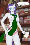 anthro apron apron_aside asking asking_viewer blue_eyes blurred_background bodily_fluids bottomwear breasts clothed clothing clothing_aside colored_edge_panties container detailed_background dialogue dialogue_box dialogue_with_sound_effects dripping drippy exposed_breasts expressive_sound_effect eyebrows eyelashes female fluffy fur genitals glass glass_container hair heart_clothing heart_panties heart_pattern heart_pattern_panties heart_pattern_underwear heart_symbol heart_underwear holding_object horn jug lactating looking_at_viewer mane milk nipples onomatopoeia panties panties_aside partially_clothed pattern_bottomwear pattern_clothing pattern_panties pattern_underwear pink_clothing pink_panties pink_underwear pose purple_hair pussy question raised_eyebrow smile smiling_at_viewer solo sound_effects speech_bubble tag_question talking_to_viewer teeth text tongue underwear underwear_aside white_body white_fur yes-no_question killerqueen1911 friendship_is_magic hasbro i_mean_breast_milk my_little_pony mythology rarity_(mlp) equid equine horse mammal mythological_creature mythological_equine pony unicorn absurd_res english_text hi_res meme pinup shaded soft_shading watermark