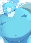 anthro belly big_belly blue_belly blue_body eyes_closed kemono male moobs navel overweight overweight_male solo wings trail_arnak nintendo oracle_of_ages oracle_of_seasons the_legend_of_zelda moosh bear mammal 2022 absurd_res hi_res