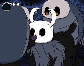 ambiguous_gender big_butt black_eyes black_sclera bodily_fluids butt cum featureless_feet featureless_hands feet gameplay_mechanics genital_fluids genitals group group_sex gui health_bar hollow_eyes humanoid_genitalia humanoid_penis infection male male/ambiguous mouthless no_pupils orange_eyes penetration penis precum sex threesome trio pizzaozzy hollow_knight_(franchise) team_cherry the_infection_(hollow_knight) the_knight_(hollow_knight) arthropod infected_(species) insect vessel_(species) 2019 hi_res