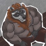 5_fingers anthro barazoku biceps big_muscles biped black_nose body_hair bottomwear bottomwear_pull brown_eyes chest_hair closed_smile clothed clothed_anthro clothed_male clothing clothing_pull countershade_arms countershade_fur countershade_torso countershading deltoids ear_piercing eyebrow_piercing eyebrow_ring eyebrows facial_piercing fingers fur gloves_(marking) grey_body grey_fur grey_inner_ear hair happy_trail high-angle_view huge_muscles humanoid_hands industrial_piercing looking_up male male_anthro mane manly markings mouth_closed multicolored_body multicolored_fur musclegut muscular muscular_anthro muscular_male navel outline pecs piercing pubes red_bottomwear red_clothing red_hair red_mane red_pubes red_shorts ring_piercing shorts shorts_pull simple_background sitting smile solo three-quarter_view topless topless_anthro topless_male underwear whisker_spots white_body white_clothing white_ears white_eyebrows white_fur white_outline white_underwear oldshep felid hybrid lion mammal pantherine procyonid raccoon 1:1 2013 digital_drawing_(artwork) digital_media_(artwork) shaded signature