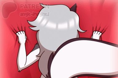 anthro butt ear_piercing female grabbing_sheets notched_ear patreon_logo piercing raised_tail solo tail tail_motion tailwag angie_imagines hellaverse helluva_boss mythology patreon loona_(helluva_boss) canid canid_demon canine demon hellhound mammal mythological_canine mythological_creature animated better_version_at_source