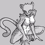 anthro breasts crotch_tuft crouching featureless_breasts female front_view grey_background humanoid_hands simple_background solo spots tuft capaoculta dc_comics justice_league cheetah_(dc) cheetah felid feline mammal 1:1 2019 digital_media_(artwork) full-length_portrait greyscale hi_res monochrome portrait shaded