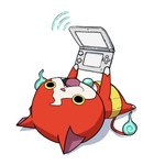 2_tails ambiguous_gender electronics feral fur game_console handheld_console holding_handheld_game_console lying multi_tail multicolored_body multicolored_fur nintendo_3ds_console on_back open_mouth red_body red_fur simple_background solo tail two_tone_body two_tone_fur white_background white_body white_fur unknown_artist level-5 nintendo nintendo_3ds nintendo_ds_family yo-kai_watch jibanyan domestic_cat felid feline felis mammal holding_(disambiguation) 1:1 full-length_portrait hi_res official_art portrait