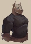 anthro clothed clothing fur kemono male muscular muscular_anthro muscular_male scar solo hachi_duchi canid canine canis domestic_dog mammal 2018 digital_media_(artwork) hi_res