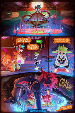 ball_crush balls big_balls big_breasts big_butt big_penis blush breasts butt cleavage clothed clothing conjuration crush curvy_figure demonic dialogue embarrassed erection female genitals horn huge_balls huge_breasts huge_hips huge_penis humiliation hyper hyper_balls hyper_genitalia hyper_penis larger_female larger_male macro magic magic_circle male male/female male_on_top micro occult_symbol on_top penis penis_crush pentagram ritual scared sex_magic short_male size_difference size_play small_penis smaller_female smaller_male stripes summoning summoning_circle supernatural symbol teasing text thick_thighs wide_hips worried foxinuhhbox kacee_(foxinuhhbox) bovid caprine demon felid feline goat mammal monster pantherine tiger absurd_res comic english_text hi_res