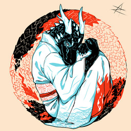 ambiguous_gender anthro asian_clothing clothing curled_up east_asian_clothing japanese_clothing kimono looking_at_viewer scales solo azurian mythology dragon mythological_creature mythological_scalie scalie absurd_res hi_res