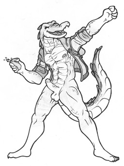 abs anthro areola athletic athletic_male balls beverage bottomless bottomless_male claws clothed clothing erection eyes_closed genitals glans hoodie hoodie_only humanoid_genitalia humanoid_penis jacket jacket_only long_tail male muscular nipples partially_clothed pecs penis scales sharp_teeth solo tail teeth toe_claws topwear topwear_only woogigooie charlie_(woogigooie) alligator alligatorid crocodilian reptile scalie hi_res monochrome traditional_media_(artwork)