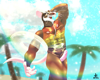 anthro athletic athletic_anthro athletic_male balls barely_visible_balls barely_visible_genitalia beach clothing day detailed_background facial_hair genitals goatee ineffective_clothing ineffective_swimwear lgbt_pride male mature_anthro mature_male multicolored_clothing muscular nipples nude outside pecs penis plant pool_float rainbow_clothing smile solo swimwear translucent translucent_clothing translucent_swimwear tree whiskers artemi lgbt_pride_month teenage_mutant_ninja_turtles teenage_mutant_ninja_turtles_(2012) master_splinter mammal murid murine rat rodent 5:4 absurd_res hi_res