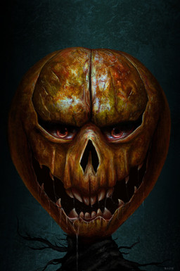 bodily_fluids drooling evil_face food for_a_head fruit holidays horror_(theme) nightmare_fuel not_furry plant pumpkin pumpkin_head saliva sharp_teeth solo teeth alex_spline halloween monster object_head 2015 hi_res