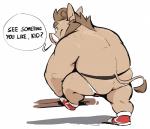 anthro butt caught_staring clothing dialogue jockstrap male overweight overweight_anthro overweight_male simple_background solo talking_to_viewer text underwear white_background haps daddyjinn mammal suid suina sus_(pig) wild_boar 2019 absurd_res english_text hi_res