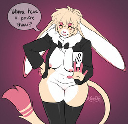 anthro areola biped breasts clothed clothed_anthro clothed_female clothing countershade_torso countershading female fingers front_view fur genitals hair looking_at_viewer navel nipples simple_background smile solo standing tail teeth vulva kittydee lagomorph leporid mammal rabbit 2026 digital_drawing_(artwork) digital_media_(artwork) hi_res