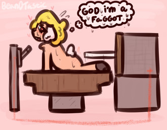 anthro blonde_hair blush boat bodily_fluids femboy hair heart_symbol homophobic_slur imminent_anal imminent_sex male piston profanity short_tail slur solo sweat tail text thought_bubble vehicle watercraft bean0tastic microsoft minecraft minecraft_sheep_fucker mojang xbox_game_studios beanie_(bean0tastic) bovid caprine mammal sheep artist_name english_text