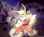 eletric energy heart_symbol male mountain power rock semi-anthro sky solo star text senz dragon_ball dragon_ball_z fakemon nintendo pokemon eeveelution generation_1_pokemon jolteon pokemon_(species) 2016 hi_res url