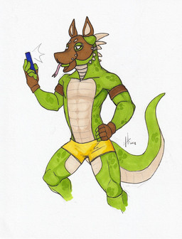 anthro brown_clothing brown_gloves brown_handwear cheek_spikes clothing electronics facial_spikes gloves green_body green_tail hand_on_hip handwear holding_object holding_phone male male_anthro mask phone pink_tongue selfie simple_background slim_anthro slim_male solo spikes spikes_(anatomy) standing tail tongue tongue_out wearing_mask white_background white_body white_tail hufnaar mythology dragon mythological_creature mythological_scalie scalie 2018 dated hi_res portrait three-quarter_portrait