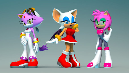 anthro armwear blue_eyes blue_eyeshadow boots bottomwear breasts clothed clothing collared_shirt cosplay dress_shirt elbow_gloves eyelashes eyeshadow eyewear eyewear_on_head fangs female footwear fur gloves goggles goggles_on_head green_eyes green_eyeshadow group handwear headgear headwear legwear looking_at_viewer makeup medium_breasts membrane_(anatomy) membranous_wings one_eye_closed pants pink_body pink_fur purple_body purple_fur shirt shoes simple_background small_breasts smile tail tan_body teeth topwear trio white_body white_fur wings wink winking_at_viewer yellow_eyes rarequinez sega sonic_riders sonic_the_hedgehog_(series) amy_rose blaze_the_cat rouge_the_bat wave_the_swallow bat domestic_cat eulipotyphlan felid feline felis hedgehog mammal 16:9 2025 3d_(artwork) 4k absurd_res digital_media_(artwork) hi_res source_filmmaker_(artwork) widescreen