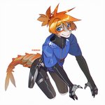 5_fingers anthro clothed clothing fingers hair hoodie looking_at_viewer male orange_hair simple_background solo topwear white_background eihman arthropod crustacean marine shrimp 2020 digital_media_(artwork)