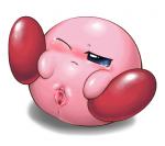 blush crossgender eyes_closed female genitals not_furry pussy simple_background solo spread_pussy spreading box_xod kirby_(series) nintendo kirby alien waddling_head