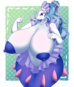 4_fingers anthro anthrofied areola big_areola big_breasts big_butt blue_areola blue_hair blue_nipples blush breasts butt female fingers genitals hair heart_symbol huge_breasts hyper hyper_breasts long_hair nipples open_mouth pokemorph raised_arm smile solo split_form vulva expand-blurples nintendo pokemon athena_(megustalikey) aquatic generation_7_pokemon mammal merfolk pinniped pokemon_(species) primarina hi_res