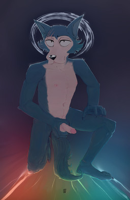 5_fingers 5_toes abstract_background anthro areola balls black_background black_eyebrows black_eyes black_nose black_text blue_background blue_body blue_fur blue_tail blue_tuft cheek_tuft claws countershade_face countershade_fur countershade_neck countershade_torso countershading erection eyebrow_scar eyebrows facial_scar facial_tuft feet finger_claws fingers foreskin front_view fur genitals glans gradient_background green_background grey_claws halo holding_penis humanoid_feet humanoid_genitalia humanoid_hands humanoid_penis kneeling looking_at_viewer male male_anthro mouth_closed multicolored_body multicolored_fur navel nipples nude nude_anthro nude_male on_one_knee penis pink_areola pink_glans pink_nipples pink_scar plantigrade purple_background red_background retracted_foreskin scar simple_background simple_eyes slim slim_anthro slim_male snout solo tail teal_background text toe_claws toes tuft two_tone_body two_tone_fur urethra white_balls white_body white_countershading white_fur white_halo white_penis white_sclera leglegleg beastars legoshi_(beastars) canid canine canis mammal wolf 2022 absurd_res artist_name dated full-length_portrait hi_res portrait