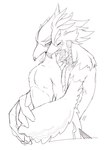 anthro beak braided_pseudo_hair duo feathers hug hugging_another hugging_from_behind male male/male nude wings toa_72 breath_of_the_wild nintendo the_legend_of_zelda revali teba_(tloz) avian bird rito 3:4 hi_res sketch