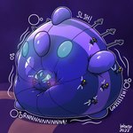 bloon blue_sclera blueberry_inflation blush blush_lines dart ellipsis glistening glistening_body immobile inflation motion_lines onomatopoeia outline purple_background simple_background sound_effects spherical_inflation text white_outline woosp bloons_tower_defense ninja_kiwi gravelord_lych 1:1 2022 dated hi_res