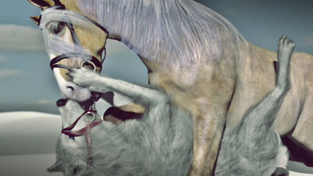 duo feral feral_on_feral from_front_position interspecies kissing lying male missionary_position muzzle_(object) muzzled on_back realistic_feral sex snout trioami260 canid canine canis domestic_dog equid equine horse mammal wolf 16:9 3d_(artwork) digital_media_(artwork) hi_res widescreen