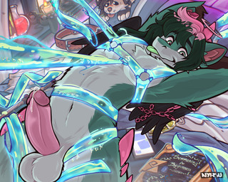 anthro balls bdsm blep bodily_fluids chain dripping genital_fluids genitals ghostly green_body green_tongue hair halo harness heterochromia horn humanoid_genitalia humanoid_penis intersex intersex/intersex leaking_precum penis pink_hair pink_penis precum precum_drip runes solo summoning tongue tongue_out wings nyasu shark-dragon mythology shorki(casey) aquatic dragon fish hybrid mythological_creature mythological_scalie scalie shark absurd_res hi_res nonbinary_(lore)
