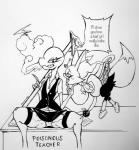 anthro clothed clothing desk duo female flat_chested furniture heart_symbol panties panty_shot poisonous restrained ruler simple_background spread_legs spreading submissive suspended_in_midair table tail tail_coil teacher text thick_thighs tuft underwear upskirt snoutless inktober nintendo pokemon miss_sal braixen generation_6_pokemon generation_7_pokemon mammal pokemon_(species) reptile salazzle scalie 2018 english_text hi_res monochrome