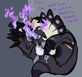 against_surface against_wall anthro antlers blue_eyes bodily_fluids breeding_kink claws cum cum_inflation cum_inside dialogue duo female fire genital_fluids grey_body gynomorph horn inflation intersex intersex/female cronchlord nintendo pokemon chandelure dusknoir generation_4_pokemon generation_5_pokemon ghost pokemon_(species) spirit hi_res sketch trans_(lore) trans_woman_(lore)