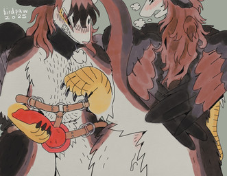 ambiguous_gender anthro anus biped blush breath brown_hair brown_wings dildo feathered_wings feathers fur hair harness holding_dildo holding_object holding_sex_toy knot knotted_dildo long_hair pubes rear_view red_dildo sex_toy sharp_teeth solo standing strapon teeth text white_text wings birdpaw_(artist) mythology fursona_(birdpaw) dragon feathered_dragon feathered_scalie furred_dragon furred_scalie mythological_creature mythological_scalie scalie 2025 dated hi_res signature
