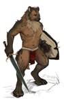 bottomwear clothing loincloth shild weapon cu_sith_(artist) gnoll hyena mammal absurd_res hi_res