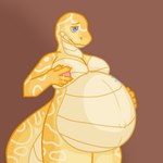 andromorph anthro belly big_belly blue_eyes bodily_fluids intersex lactating male nipple_fetish nipple_pinch nipple_play pinch pregnant pregnant_andromorph pregnant_anthro pregnant_intersex scales smile solo three-quarter_view yellow_body yellow_scales snagen egg_(snagen) burmese_python python reptile scalie snake 1:1 hi_res