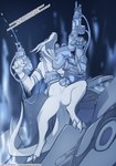 animal_genitalia anthro butt butt_from_the_front claws cloaca featureless_chest female fingers front_view genitals gun harness holding_gun holding_object holding_ranged_weapon holding_weapon open_mouth ranged_weapon solo standing tail teeth tongue weapon lizet yip_(lizet) kobold scalie 2025 digital_media_(artwork) hi_res