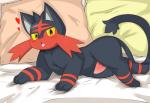 black_body black_fur blush erection feral fur genitals heart_symbol male open_mouth penis presenting solo tongue nekonade nintendo pokemon felid generation_7_pokemon litten mammal pokemon_(species) 2016 absurd_res hi_res