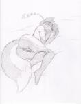 anthro anus biped bottomless butt clothed clothing eyes_closed female fur genitals hair lying nude pussy simple_background sleeping solo white_background tierafoxglove canid canine fox mammal 2016 hi_res sketch andromorph_(lore)