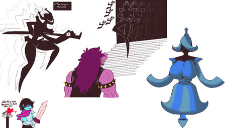 ambiguous_gender anthro blue_body blue_skin breasts clothed clothing dialogue duo female floating hair holding_melee_weapon holding_object holding_sword holding_weapon jojo_pose melee_weapon muscular muscular_anthro muscular_female parody purple_body purple_hair simple_background solo stairs standing sword teeth text text_box weapon yellow_teeth signirsol deltarune jojo's_bizarre_adventure menacing_(meme) nickelodeon spongebob_squarepants undertale_(series) kris_dreemurr roaring_knight susie_(deltarune) darkner human humanoid mammal monster reptile scalie soul_(undertale) wicabel 2025 7:4 digital_media_(artwork) english_text meme multiple_images