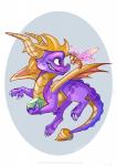 ambiguous_gender claws duo feral gem horn membrane_(anatomy) membranous_wings simple_background smile spines tail teeth wings dirtiran key-feathers activision european_mythology mythology spyro_the_dragon sparx spyro arthropod dragon dragonfly insect mythological_creature mythological_scalie scalie western_dragon hi_res