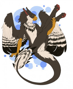 anthro beak brown_body brown_feathers butt claws feathered_wings feathers feet female fur nude simple_background solo toes white_body white_feathers wings yellow_eyes mordorinka mythology avian gryphon mythological_avian mythological_creature hi_res