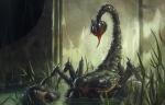 ambiguous_gender chelicerae feral multi_limb partially_submerged pincers plant solo stinger tunnel slawomir_maniak hasbro magic:_the_gathering wizards_of_the_coast arachnid arthropod scorpion official_art