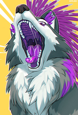 bodily_fluids fangs feral fur male mouth_shot open_mouth saliva simple_background snout solo teeth tongue tongue_out vore iceri canid canine canis mammal wolf hi_res