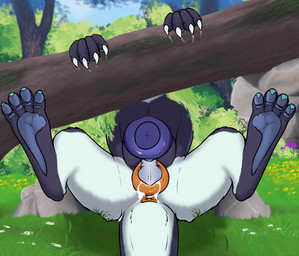 animal_genitalia animal_vulva anus bodily_fluids breasts claws cum female feral genital_fluids genitals knot paws pull_out solo tail tail_motion tailwag mechanical_monster_factory felkin animated hi_res no_sound short_playtime webm