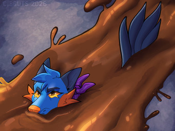 anthro blue_body blue_fur brown_ink brown_pupils fin fur head_tuft ink looking_up lurking male mostly_submerged orange_gills orange_nose orange_sclera paint partially_submerged pupils scarf solo splatter swimming tail tail_fin trail tuft cibguts nintendo pokemon splatoon xevy canid canine canis generation_3_pokemon hybrid mammal pokemon_(species) swampert wolf hi_res