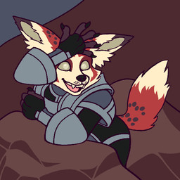 anthro armor blind disability fur male purple_body purple_fur red_body red_fur solo white_body white_fur cryena avatar:_the_last_airbender blizzard_entertainment nickelodeon warcraft canid canine fox mammal vulpera 1:1 low_res