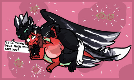 abdominal_bulge animal_genitalia balls belly black_body black_scales blush blush_lines bodily_fluids claws cum cum_in_uterus cum_in_vagina cum_inflation cum_inside duo erection feet female female_penetrated feral feral_on_feral feral_penetrated feral_penetrating from_behind_position genital_fluids genitals green_eyes hair holding_leg horn impregnation impregnation_attempt impregnation_risk inflation internal internal_vaginal knot knotted_penis knotting large_penetration larger_male lying magic magic_inhibitor magic_user male male/female male_penetrating multiple_ova nervous nervous_smile nude open_mouth ovum penetration penile penile_penetration penis red_body red_scales scales sex sexual_barrier_device simple_background size_difference smaller_female smaller_penetrated smile sperm_cell spoon_position spooning spread_legs spread_vulva spreading tail text uterus vaginal vaginal_penetration vulva wings bizart european_mythology mythology orion_(bizart) tulip_(tulipsanddragons) dragon mythological_creature mythological_scalie scalie western_dragon 2025 aliasing digital_drawing_(artwork) digital_media_(artwork) english_text hi_res