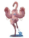 abs anklet anthro bikini bracelet clothing digitigrade eyelashes feathers female green_eyes jewelry long_neck navel neck_tuft partially_submerged pink_body pink_feathers simple_background small_waist solo swimwear tuft two-piece_swimsuit white_background wide_hips winged_arms wings purplepardus avian bird flamingo absurd_res hi_res