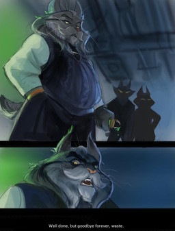 anthro betrayal clock clothing dialogue disowned female fur glowing glowing_eyes grey_body grey_fur group male pointy_ears shadow_face silhouette small_tail sweater tail text topwear trio watch whiskers yellow_eyes flvski disney zootopia cattrick_lynxley kitty_lynxley milton_lynxley canada_lynx felid feline lynx mammal comic english_text hi_res