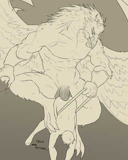 abs anal balls beak claws genitals male male/male multi_eye muscular muscular_male simple_background wings andrefil360 warhammer_(franchise) avian chaos_daemon daemon_of_tzeentch human lord_of_change mammal absurd_res hi_res monochrome sketch