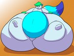 anthro belly big_belly big_butt blep blue_belly blue_ears blue_inner_ear blue_nose blue_tail butt green_eyes green_hair green_hands grey_body grey_face grey_tail hair hand_on_butt hand_on_own_butt huge_belly huge_butt hyper hyper_belly hyper_butt male multicolored_tail navel obese obese_male orange_background overweight overweight_male pink_tongue simple_background sitting smug solo tail tongue tongue_out alvro zapzap domestic_cat felid feline felis mammal 2024 4:3 cel_shading colored digital_media_(artwork) hi_res shaded